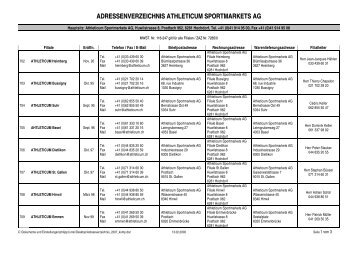 adressenverzeichnis athleticum sportmarkets ag - Swiss Olympic