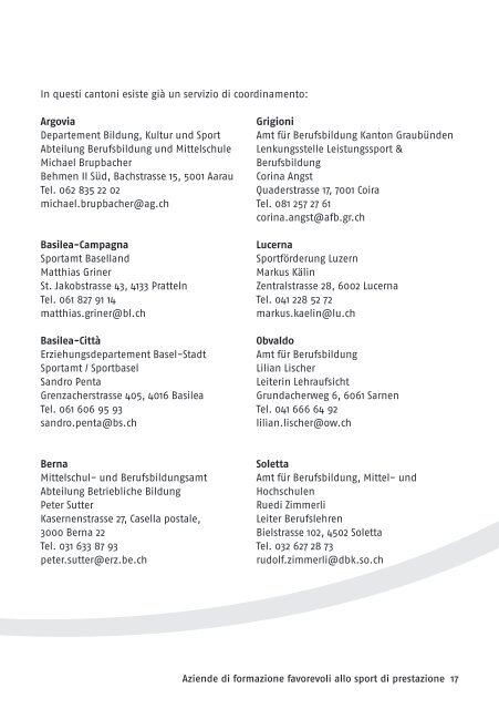 Informazioni per le aziende di tirocinio - Swiss Olympic