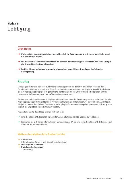 Der Code of Conduct von Swiss Olympic