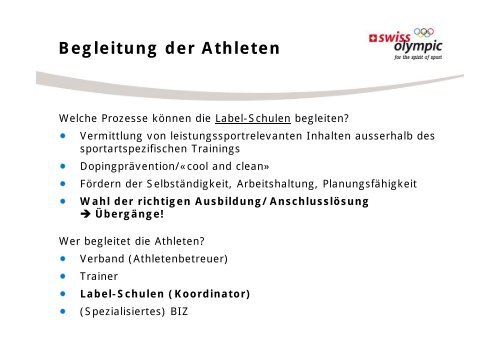 Angebote fÃ¼r die Swiss Olympic Label-Schulen