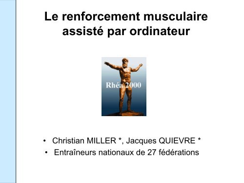 Le renforcement musculaire assistÃ© par ordinateur - Swiss Olympic