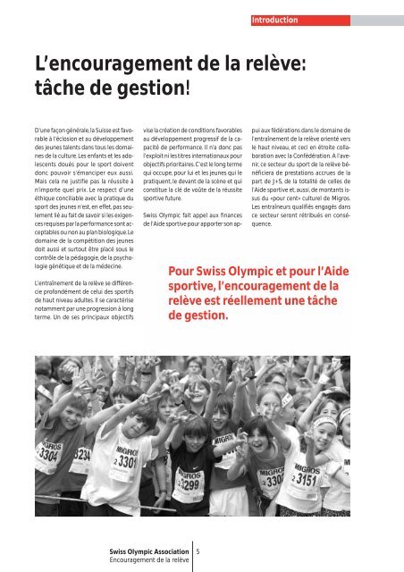 L'encouragement de la relÃ¨ve - Swiss Olympic