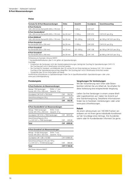 BroschÃ¼re Brief - Die Schweizerische Post