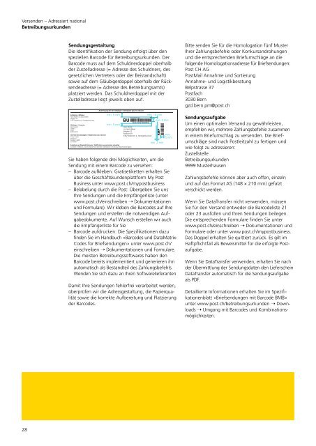 BroschÃ¼re Brief - Die Schweizerische Post