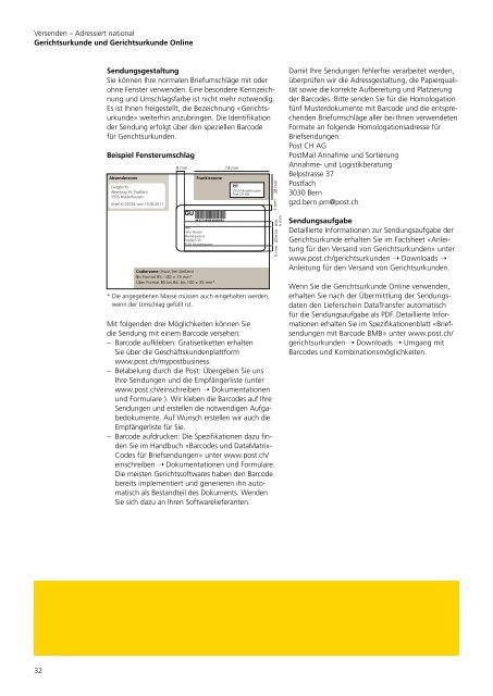 BroschÃ¼re Brief - Die Schweizerische Post