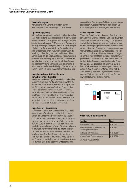 BroschÃ¼re Brief - Die Schweizerische Post