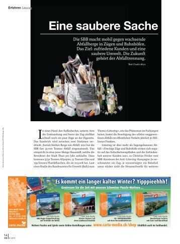 "Eine saubere Sache" - Artikel, Via, September 2012 - Swiss Recycling