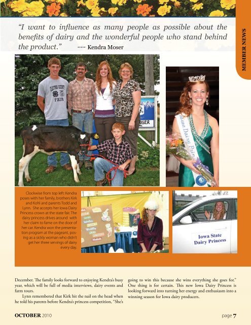 2010 Iowa DaIry PrIncess eager to sPreaD the - Swiss Valley Farms