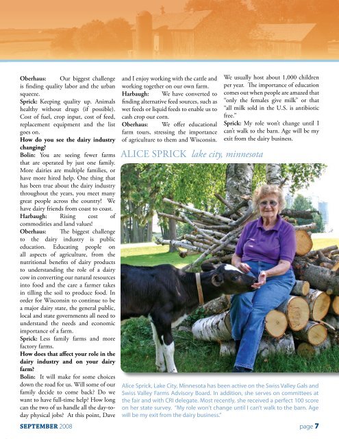 WOMEN'S ROLE IN DAIRY - Swiss Valley Farms