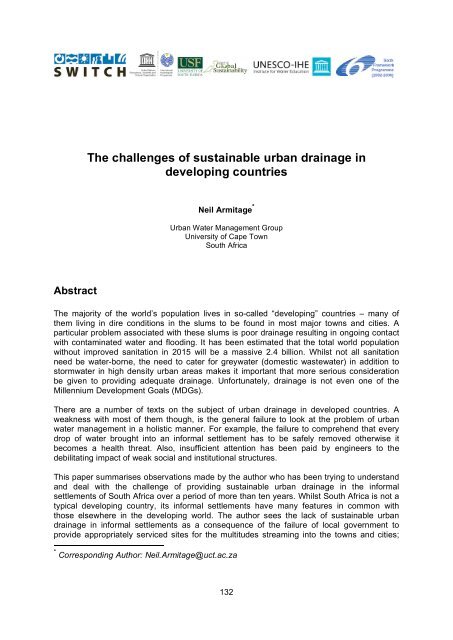The challenges of sustainable urban drainage in developing countries