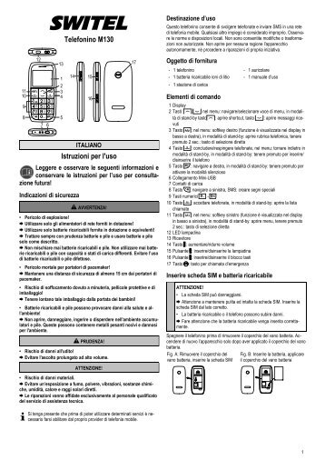 Telefonino M130 Istruzioni per l'uso - SWITEL Senior