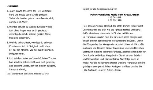 LIEDER ZU HEILIGENFESTEN - Salvator-Missionen