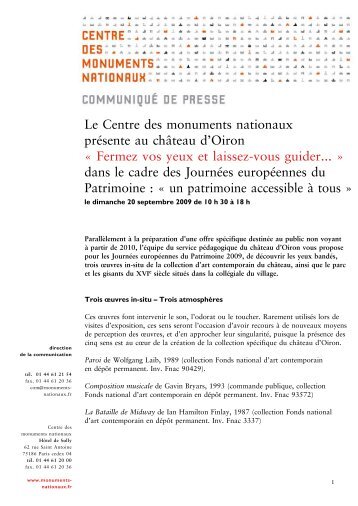 Le Centre des monuments nationaux prÃ©sente au chÃ¢teau d'Oiron ...