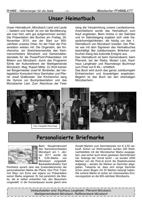 Münzbacher PFARRBLATT - Diözese Linz