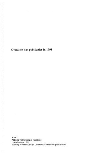 Overzicht van publikaties in 1998 - Swov