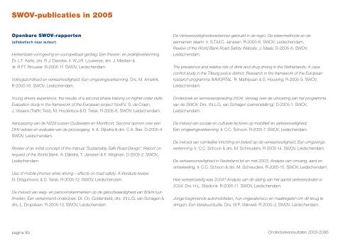 Onderzoeksresultaten 2003-2006 - SWOV