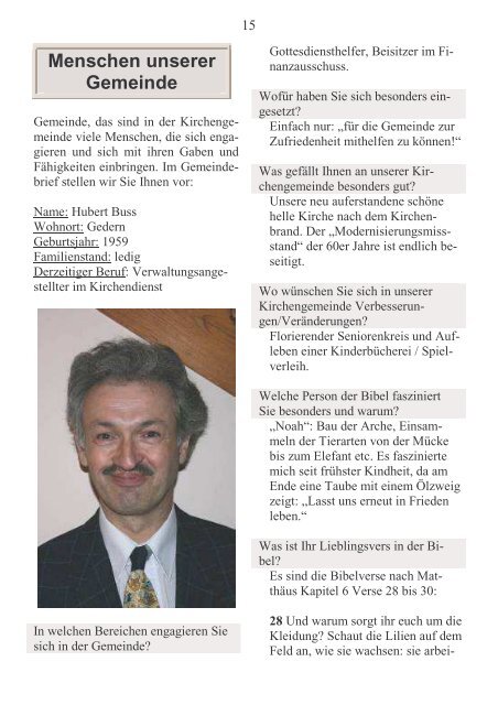 Aus der Gemeinde - Evangelische Kirchengemeinde Gedern