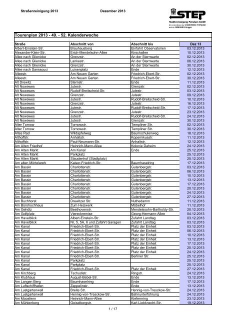 Tourenplan Straßenreinigung 49.-52. KW (pdf)