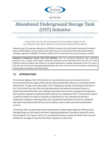 Abandoned Underground Storage Tank (UST) - State Water ...