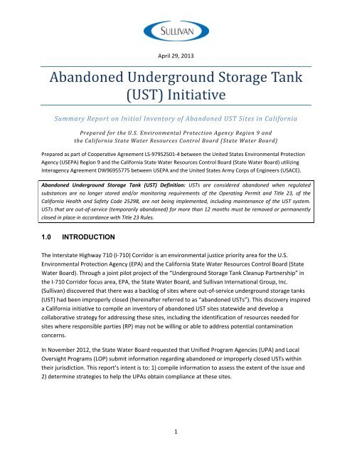 Abandoned Underground Storage Tank (UST) - State Water ...