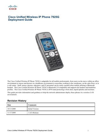 Cisco Unified Wireless IP Phone 7925G Deployment Guide - SWS a.s.