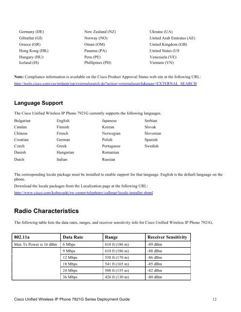 Cisco Unified Wireless IP Phone 7921G Deployment Guide - SWS a.s.