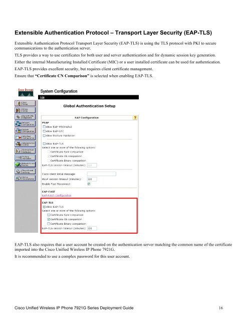 Cisco Unified Wireless IP Phone 7921G Deployment Guide - SWS a.s.