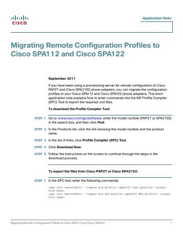 Migrating Remote Configuration Profiles to Cisco ... - SWS a.s.