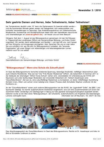 Newsletter Oktober 2010 - Bildungszentrum Gifhorn