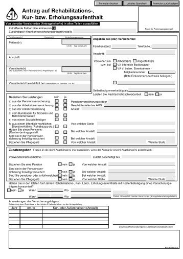 Antrag auf Rehabilitations-, Kur- bzw. Erholungsaufenthalt