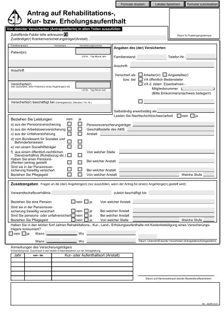 Reha Antrag Formular Ausdrucken