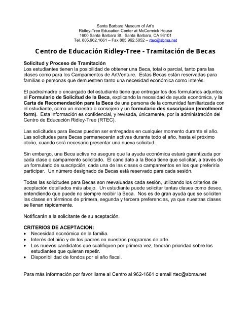 Centro de EducaciÃ³n Ridley-Tree - TramitaciÃ³n de Becas