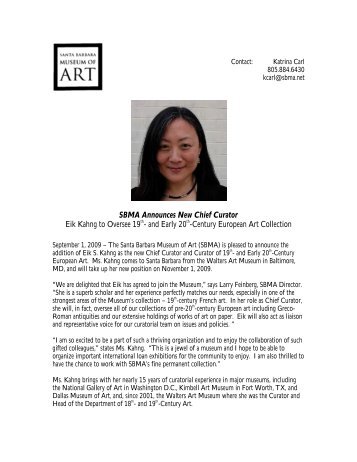 SBMA Announces New Chief Curator - Santa Barbara Museum of Art