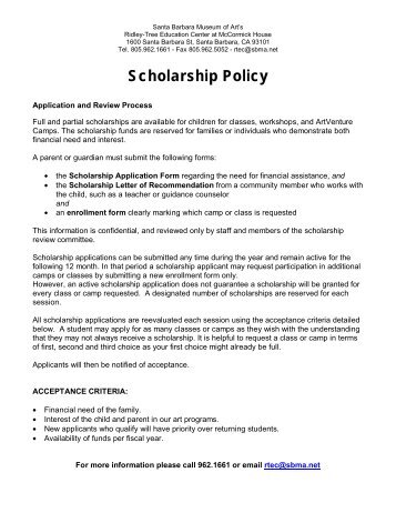 Scholarship Application Form - Santa Barbara Museum of Art