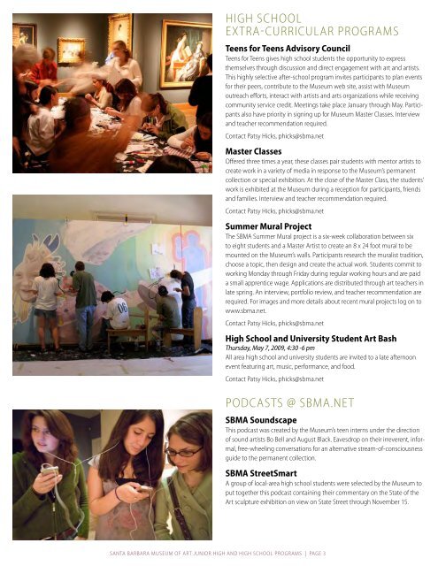 Junior High & High School Programs - Santa Barbara Museum of Art