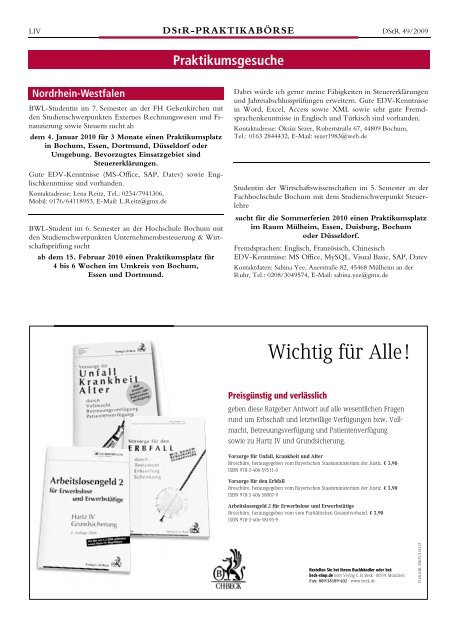 Praktikumsangebote - Verlag C. H. Beck oHG