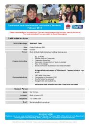 Orientation and Enrolment for International Students ... - TAFE NSW