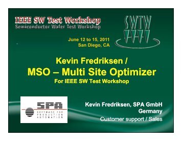 MSO â Multi Site Optimizer - Semiconductor Wafer Test Workshop