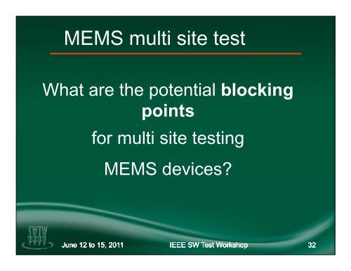 MSO â Multi Site Optimizer - Semiconductor Wafer Test Workshop