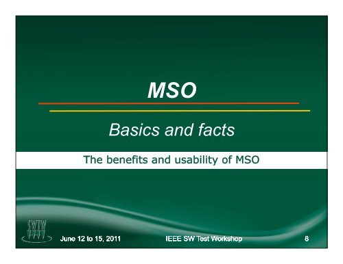 MSO â Multi Site Optimizer - Semiconductor Wafer Test Workshop