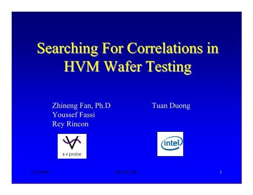 Searching For Correlations in HVM Wafer Testing