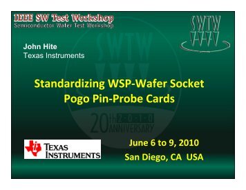 Standardizing WSP-Wafer Socket Pogo Pin-Probe Cards