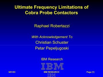 Ultimate Frequency Limitations of Cobra Probe Contactors