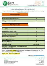 Kent Payroll Bureaus Ltd - Fee Structure