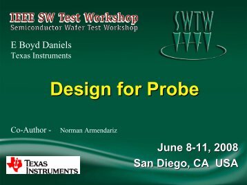 Design for Probe - Semiconductor Wafer Test Workshop