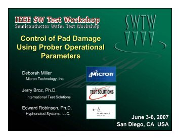 Control of Pad Damage Using Prober Operational Parameters