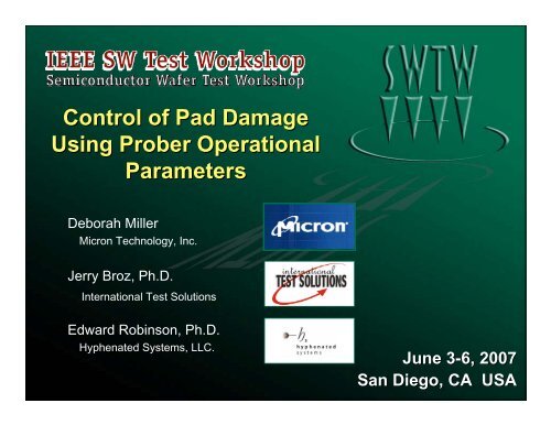 Control of Pad Damage Using Prober Operational Parameters