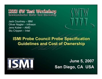 ISMI Probe Council Probe Specification Guidelines and Cost of ...