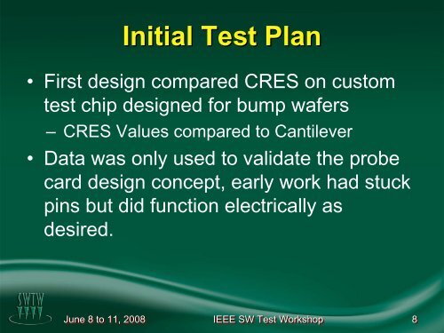 Podium Presentation Template - Semiconductor Wafer Test Workshop