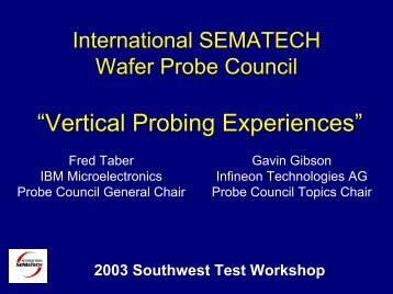 Vertical Probing Experiences - Semiconductor Wafer Test Workshop